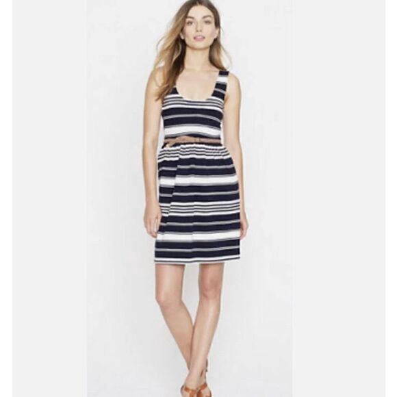 J Crew women’s striped sleeveless navy and white button back sundress scoop neck - Picture 2 of 8